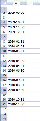 Create A List Of Dates With Blanks Between Quarters In Excel