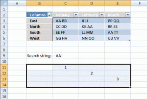 Search for a text string in a data set and return multiple records