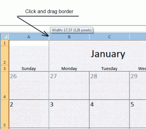 Monthly calendar template