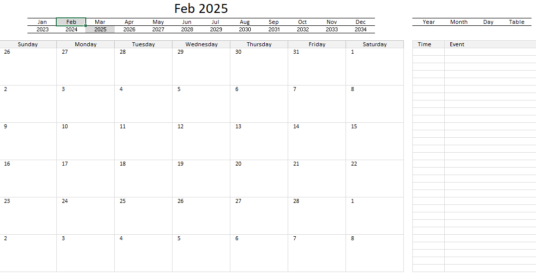 Yet another excel calendar2