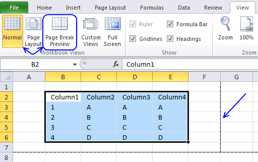 Remove Print Preview Lines Page Breaks 