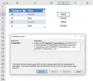 Highlight unique values in a filtered Excel table