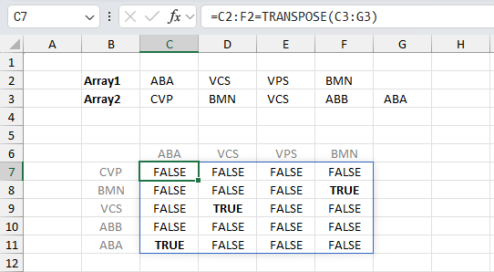 TRANSPOSE function ex5