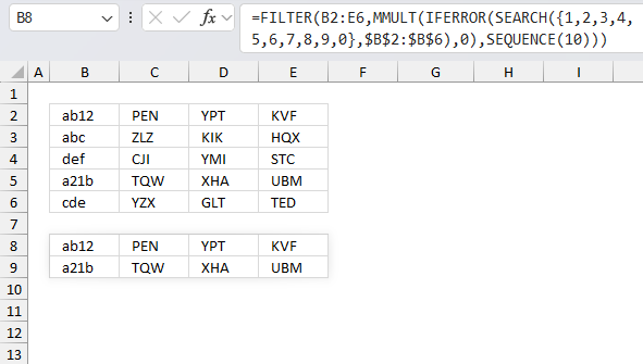 Filter records containing digits