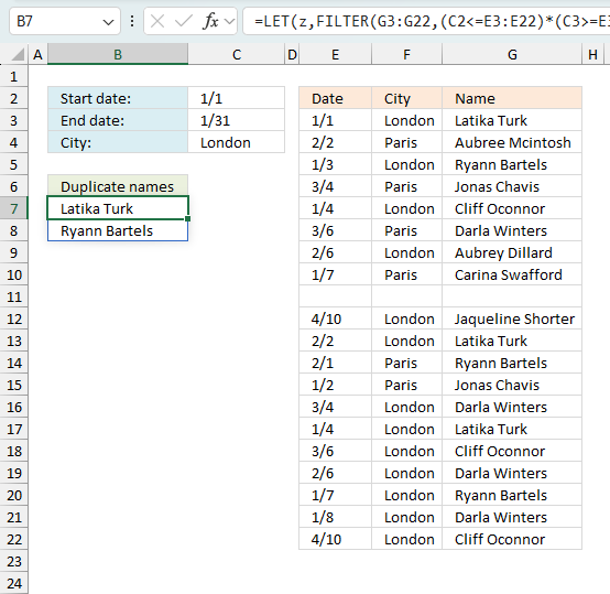 Extract duplicates using conditions Excel 365