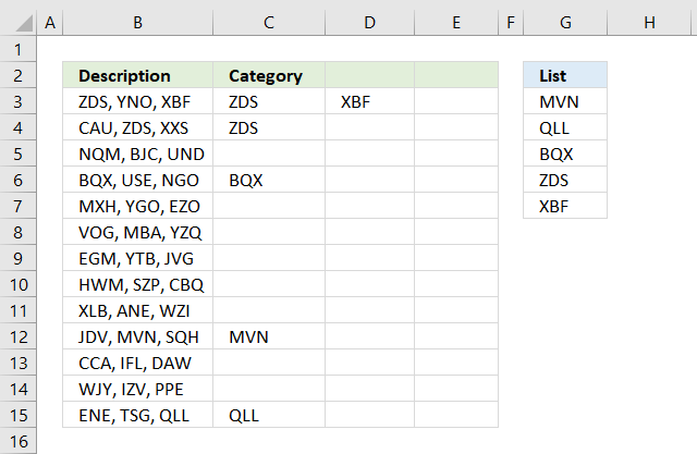 If Cell Contains Text From List 2023 