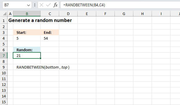 How to use the RANDBETWEEN function ex1