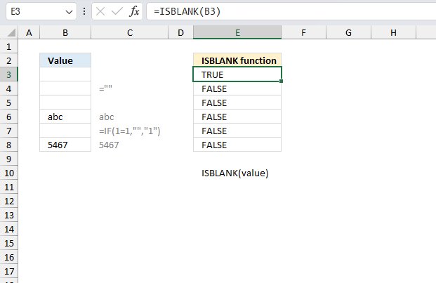 How to use the ISBLANK function ex1