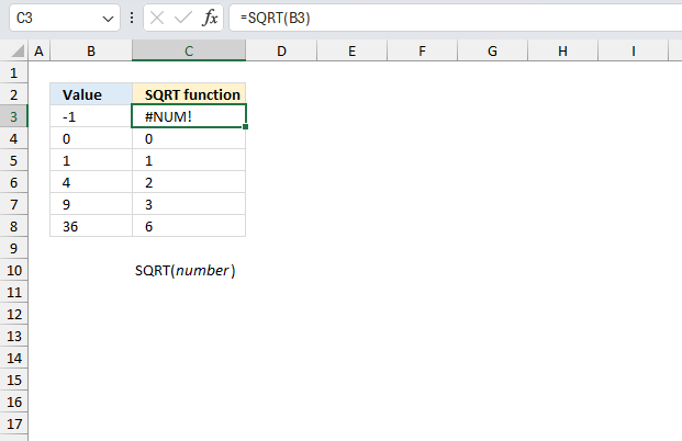 How to use the SQRT function ex1 1