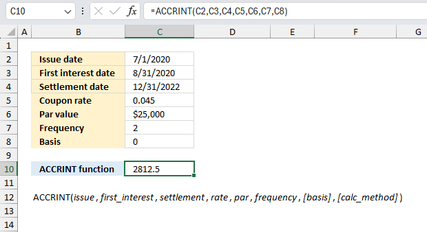 How to use the ACCRINT function ex2