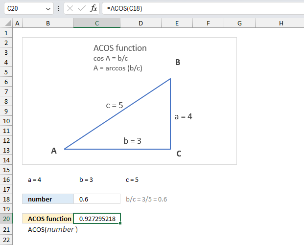 How to use the ACOS function ex3