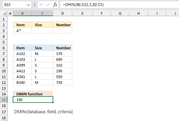 How to use the DMIN function ex3