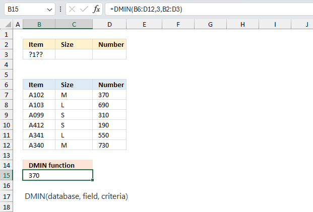 How to use the DMIN function ex5