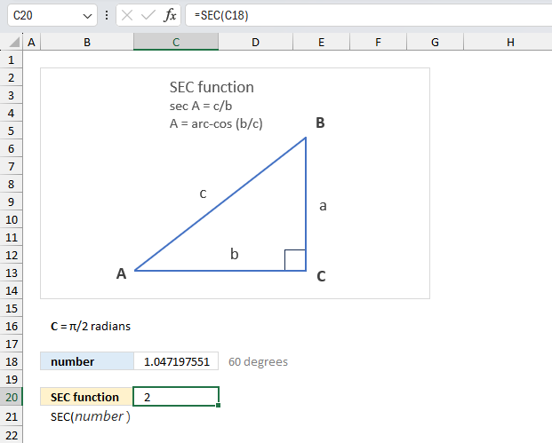 How to use the SEC function ex1