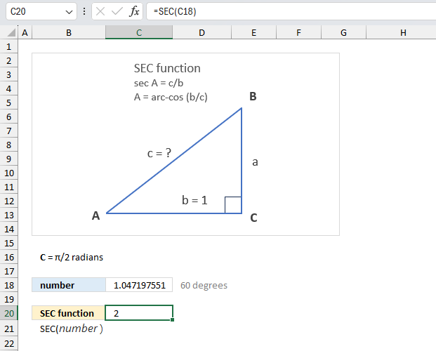 How to use the SEC function ex1 2