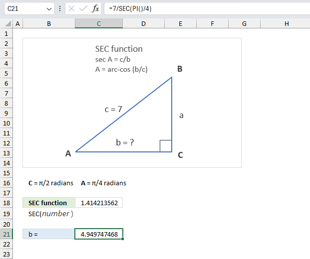 How to use the SEC function ex4