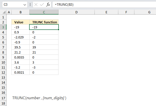 How to use the TRUNC function ex1