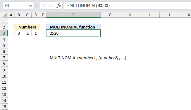 How to use the MULTINOMIAL function ex2
