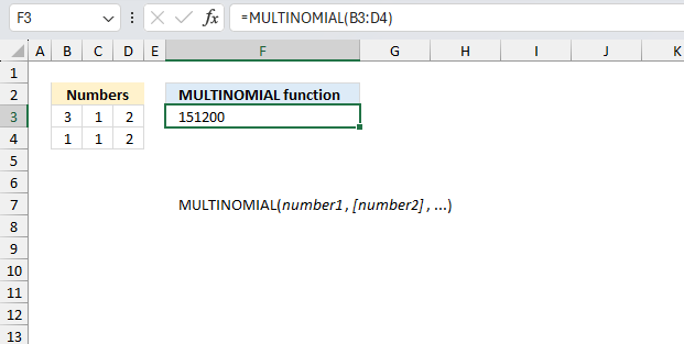 How to use the MULTINOMIAL function ex3