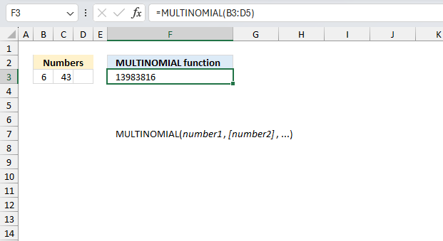 How to use the MULTINOMIAL function ex5