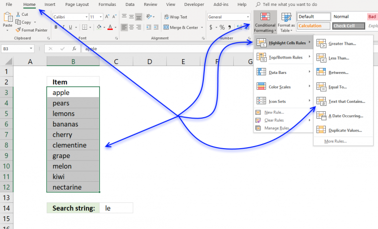 highlight-cells-containing-string-conditional-formatting