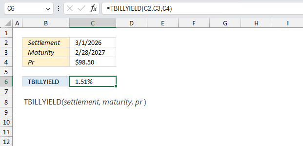 How to use the TBILLYIELD function ex3