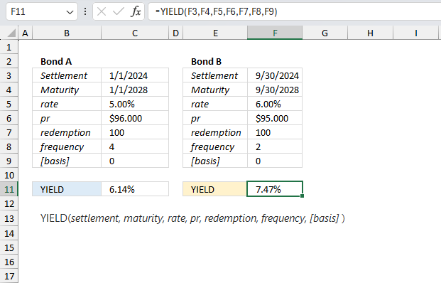 How to use the YIELD function ex2