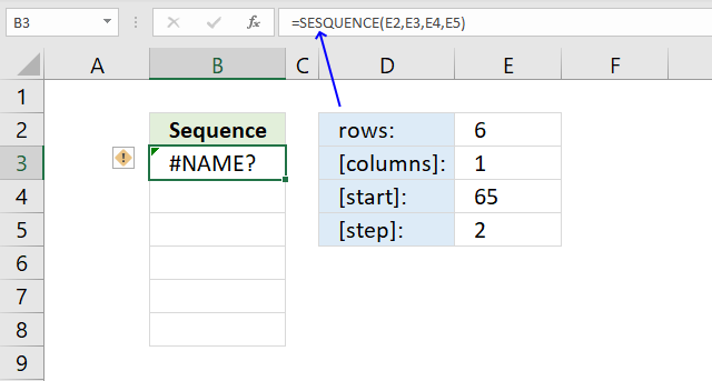 SEQUENCE function name error