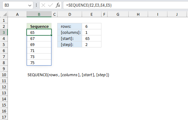 How to use the SEQUENCE function ex1